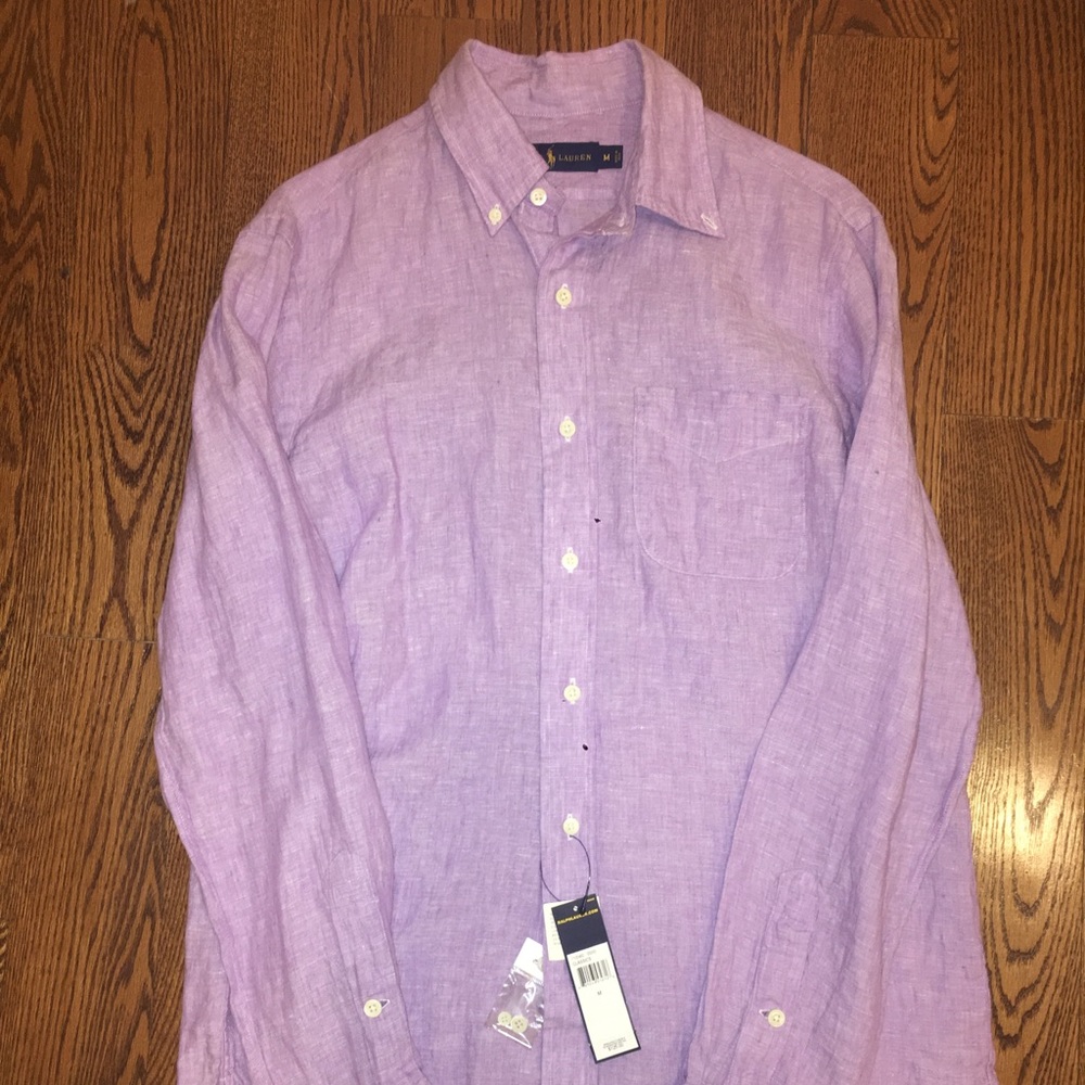 Men’s Purple Linen Ralph Lauren Button Down